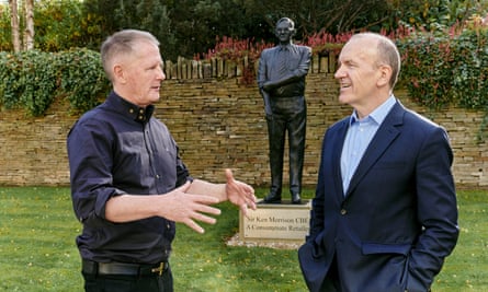 David Potts, CEO of Morrisons (left) and Sir Terry Leahy at Morrisons head office in Bradford.