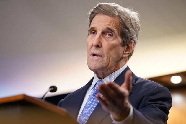 John Kerry speaks during a briefing.
