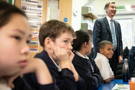 Jeremy Hunt visiting St Jude’s Church of England primary school in south London after delivering his autumn statement