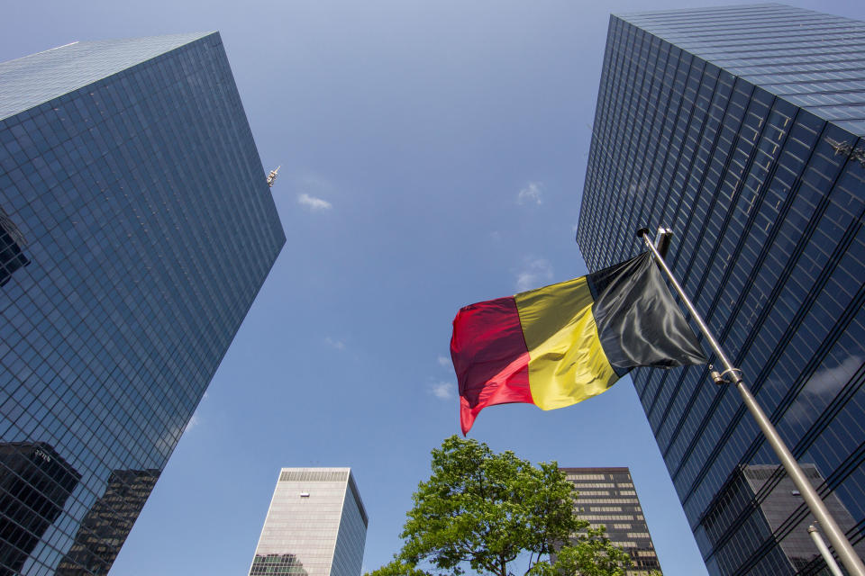 belgian flag skyscrapers business district brussels