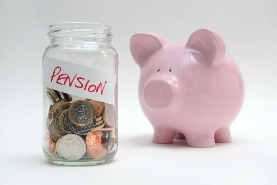 Pension savings and piggy bank