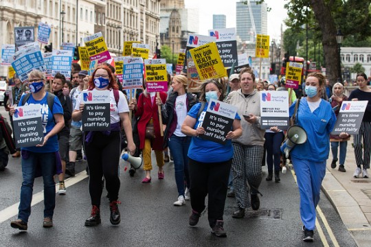 NHS nurses protesting