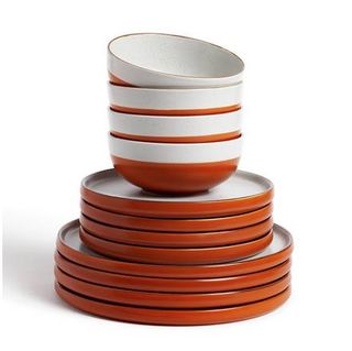 Habitat 12 Piece Stoneware Dinner Set - Rust Speckle