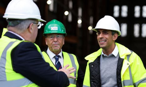 Rishi Sunak seen visiting the Port of Cromarty Firth in Invergordon, Scotland, following the announcement that areas around Inverness and the River Forth have been awarded green freeport status.