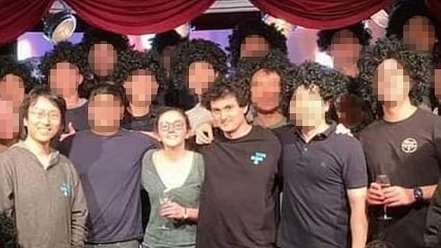 DailyMail.com uncovered a picture from March 2021, which shows SBF, 30, with his arm around ex-girlfriend Caroline Ellison, 28, from his 29th birthday. They're pictured with FTX co-founder Gary Wang (left)