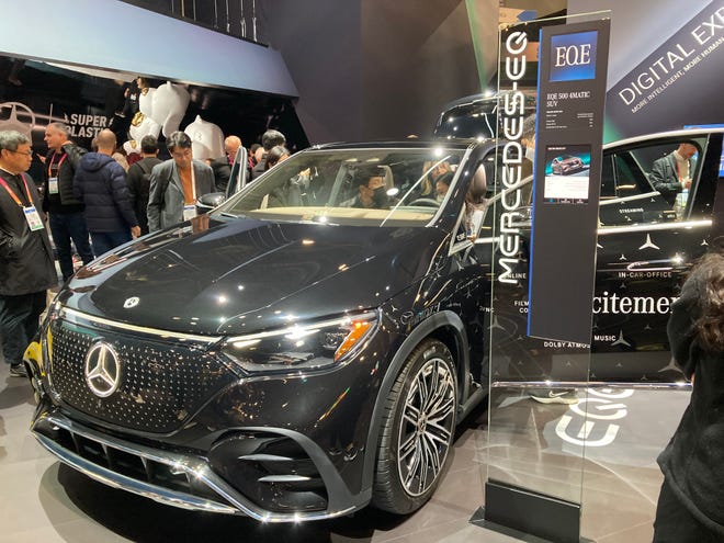 The Mercedes EQE 500 4Matic SUV at CES 2023.