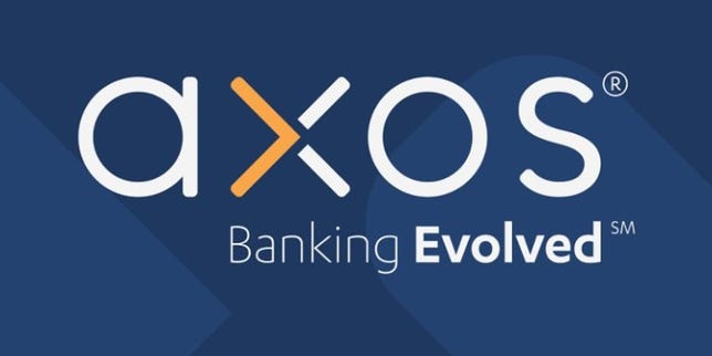 Axos Bank logo against dark blue background