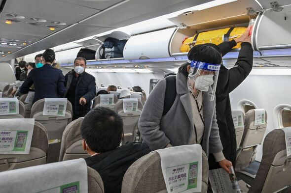 Travellers on a Chinese airliner