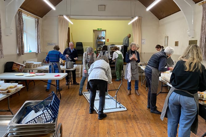 The Wivey Food Project hard at work in Watterow Village Hall