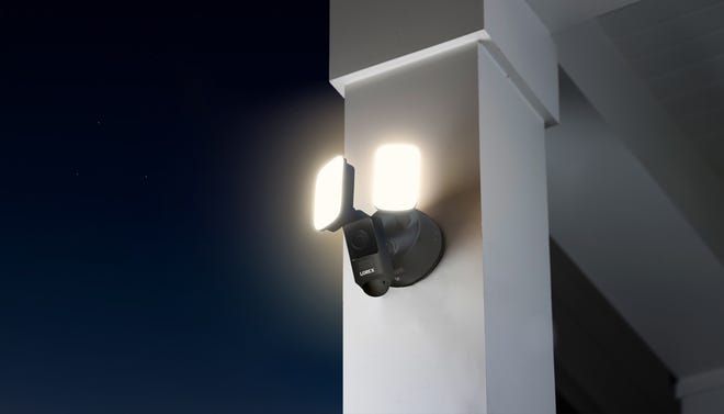 This outdoor Lorex camera includes as a motion-activated floodlight, video surveillance, and two-way audio, to talk to visitors through an app – and doesn’t require a monthly service to access previously recorded video.