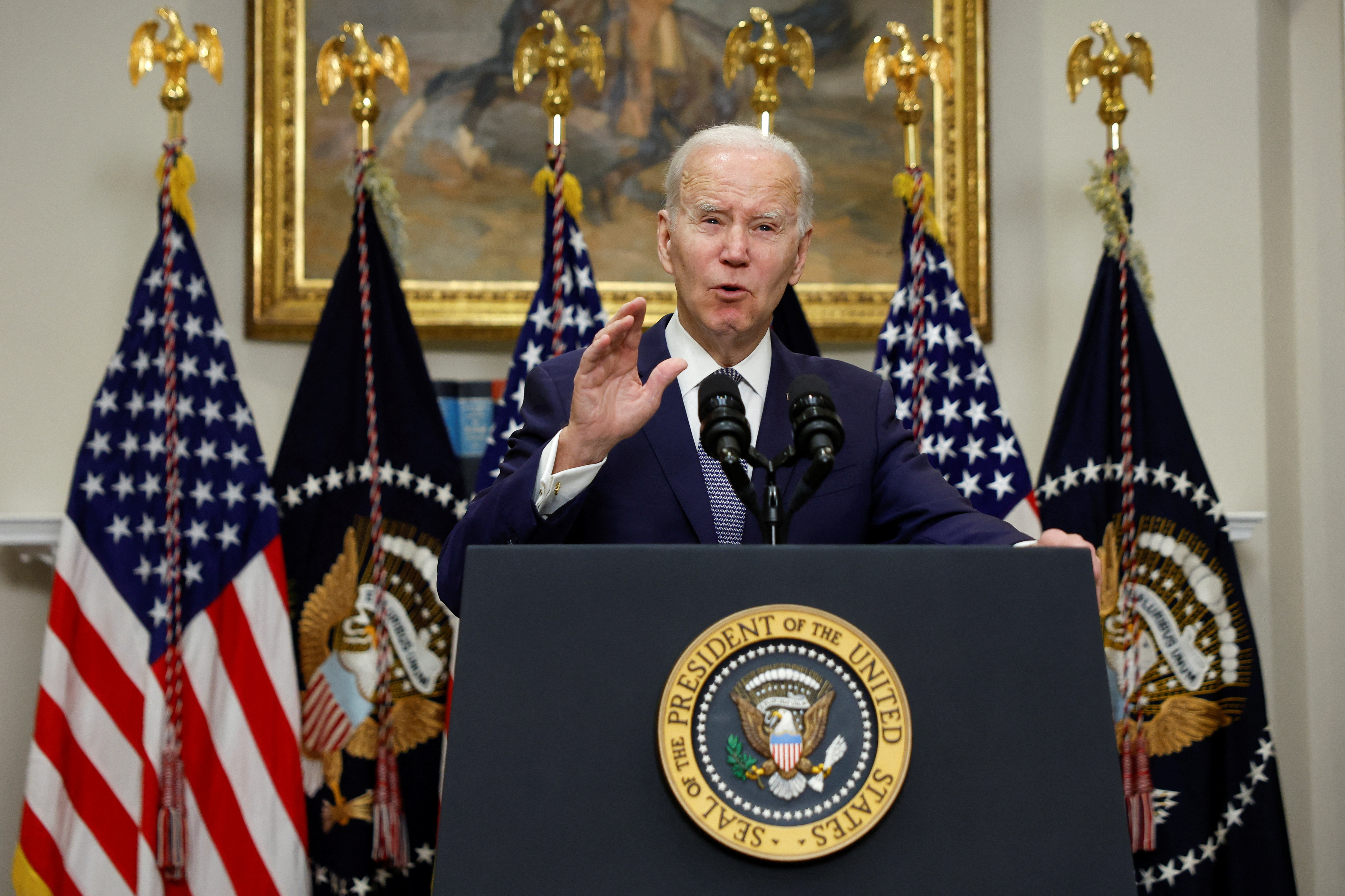 U.S. President Biden delivers remarks on the banking crisis, in Washington