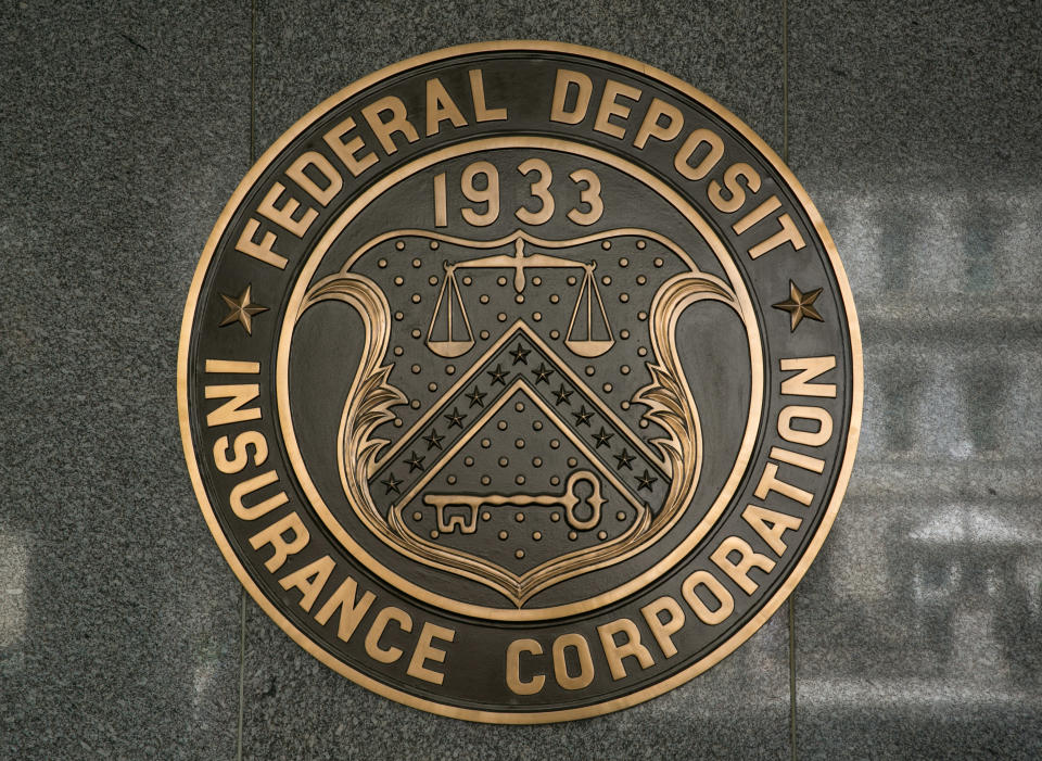 WASHINGTON, DC - JUNE 6:  The entrance to the Federal Deposit Insurance Corporation (FDIC), located across the street from the Eisenhower Executive Office Building, is viewed on June 6, 2017 in Washington, D.C. The nation&#39;s capital, the sixth largest metropolitan area in the country, draws millions of visitors each year to its historical sites, including thousands of school kids during the month of June. (Photo by George Rose/Getty Images)