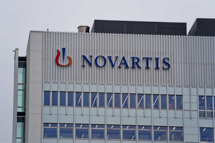 Novartis campus with facade of office building.