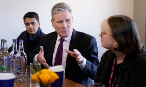 Labour leader Keir Starmer during a visit to Burnley College in East Lancashire.