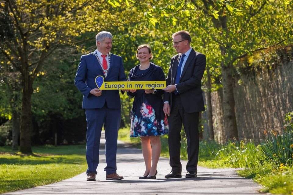 Pictured at its launch in Kilkenny Castle were from left Cllr Oliver Walsh, Cathaoirleach Southern Regional Assembly, Miia Jouppi, European Commission and Andrew Condon, Department of Public Expenditure, NDP Delivery and Reform. Picture Dylan Vaughan.