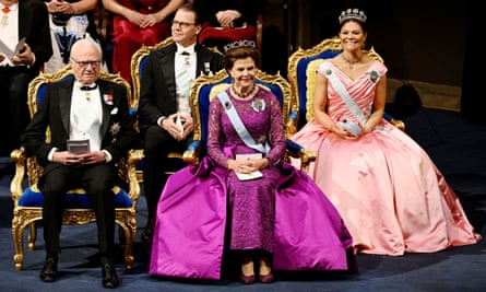 L to R: King Carl XVI Gustaf, Prince Daniel, Queen Silvia and Crown Princess Victoria attend the Nobel prize ceremony in Stockholm in December 2022.