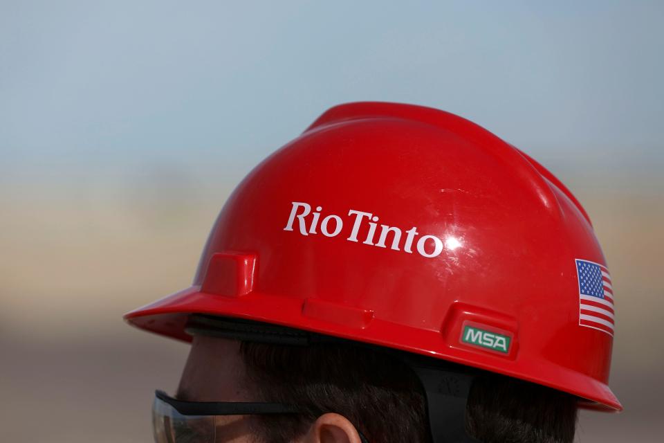 FTSE  The Rio Tinto logo is displayed on a visitor&#39;s helmet at a borates mine in Boron, California, U.S., November 15, 2019. REUTERS/Patrick T. Fallon