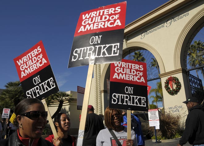 This photo from 2007 shows members of the Writer's Guild of America picketing. The union last went on strike from 2007-2008, and may go on strike again this year, causing a massive disruption to Hollywood.