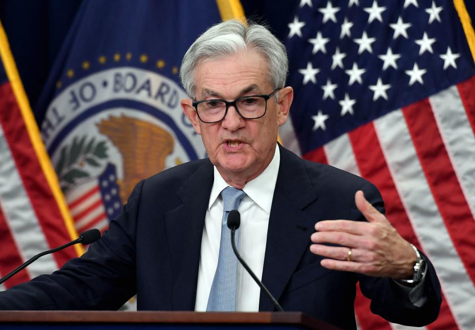 Federal Reserve Board Chair Jerome Powell speaks during a news conference at the Federal Reserve in Washington, DC, on March 22, 2023. - The Federal Reserve needs to 
