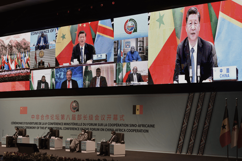 Chinese President Xi Jinping delivers a virtual speech during the Forum on China-Africa Cooperation in Dakar, Senegal, on Nov. 29, 2021.