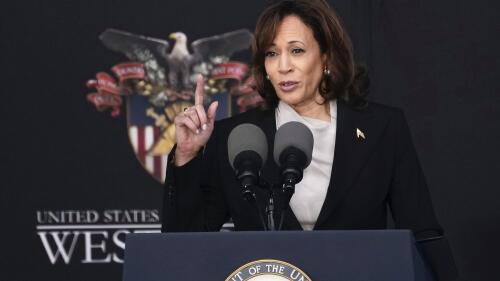 Vice President Kamala Harris speaks during the graduation ceremony of the U.S. Military Academy class of 2023 at Michie Stadium on Saturday, May 27, 2023, in West Point, N.Y. (AP Photo/Bryan Woolston)