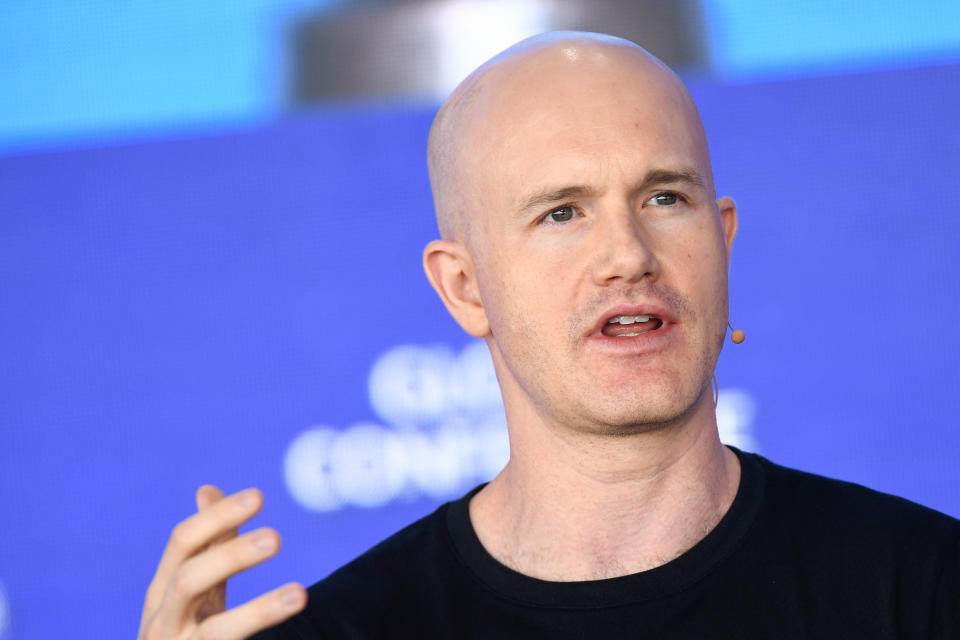 Brian Armstrong, CEO and Co-Founder, Coinbase, speaks during the Milken Institute Global Conference on May 2, 2022 in Beverly Hills, California. (Photo by Patrick T. FALLON / AFP) (Photo by PATRICK T. FALLON/AFP via Getty Images)
