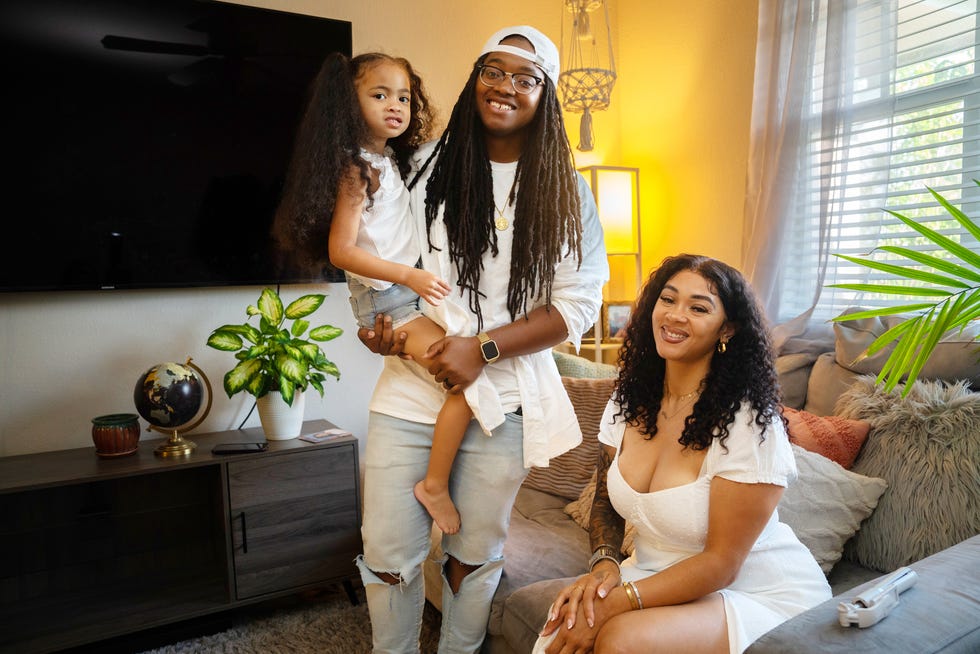 Jun 11, 2023; Oakland Park, FL, USA; Jordan (white dress) and Carmella Graham (white hat) , and their four-year-old daughter Adeece. The couple used In vitro fertilization (IVF) when they had their daughter in July 2018 while living in Kansas City.