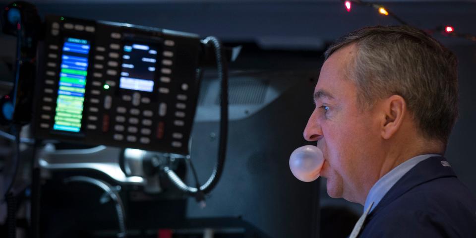 new york stock exchange trader bubble gum