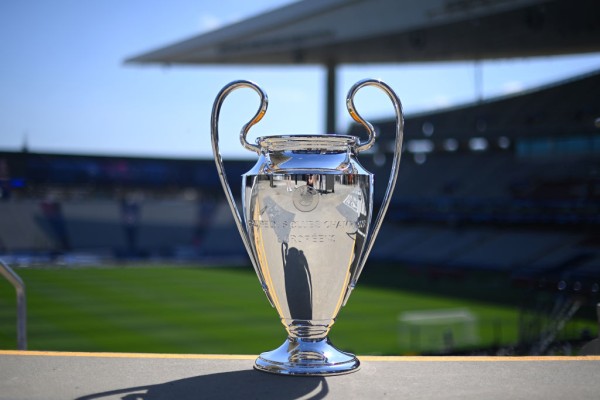 The Champions League trophy on display ahead of the 2023 final in Istanbul