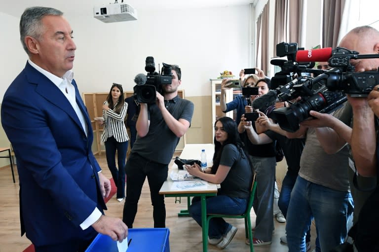 Former long-serving president Milo Djukanovic, beaten in a run-off vote in April, casts his ballot in Podgorica (SAVO PRELEVIC)