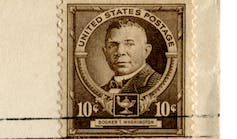 Above the words 'United States Post Office,' a portrait of Booker T. Washington appears on a 10 cent stamp.