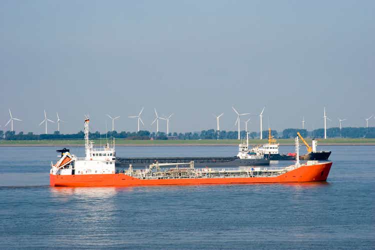 Oil tankers approaching Kiel Canal, Germany