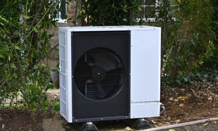 A recently installed air source heat pump for a house in Oxfordshire