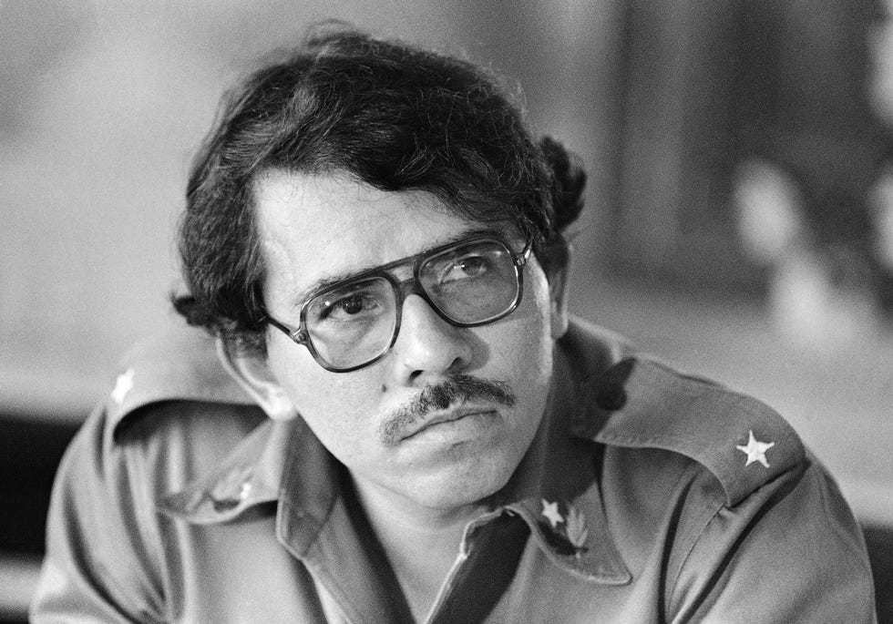Daniel Ortega, coordinator of the Nicaraguan Military Junta and commander of the Nicaraguan Army in Cuba, during the 20th Anniversary of the Bay of Pigs invasion April 21, 1981.