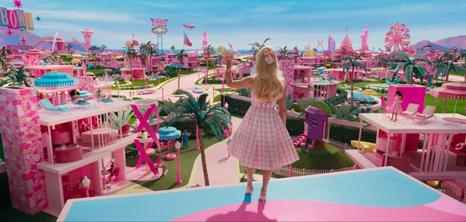 This image released by Warner Bros. Pictures shows Margot Robbie in a scene from "Barbie." (Warner Bros. Pictures via AP, File)