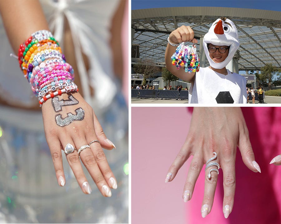 Friendship bracelets and jewelry had nods to Taylor Swift's lyrics, songs and albums.