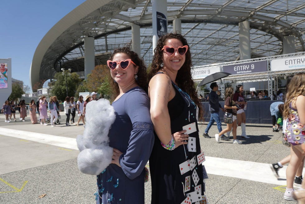 “‘The way you move is like a full-on rainstorm and I’m a house of cards.' She’s the rainstorm and I’m the house of cards. That’s been my favorite lyric since I was 10 years old,” said Carly Weiner, 23, who made a matching outfit with her sister, Stephanie Weiner, 25. The pair took a couple of days to put the outfits together.