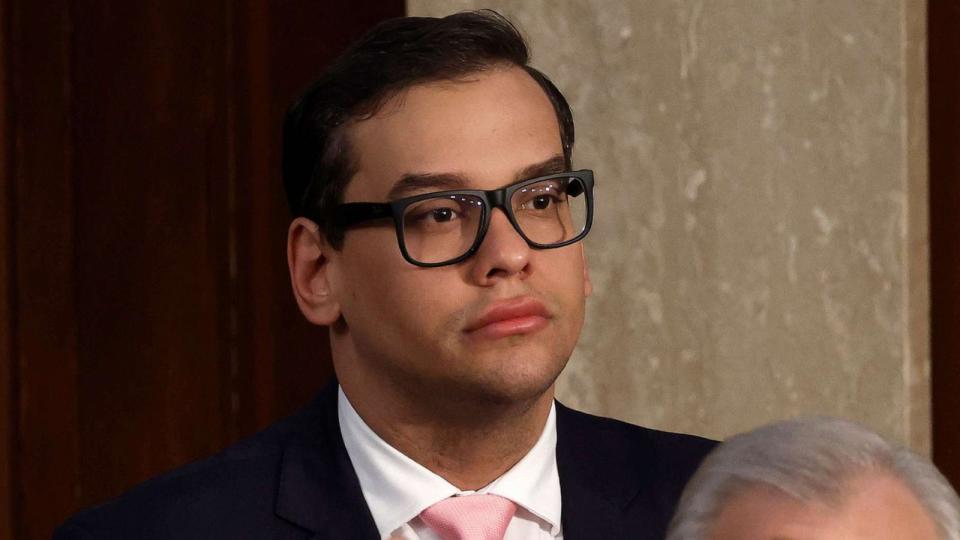 PHOTO: Rep. George Santos arrives for an address by Israeli President Isaac Herzog during a joint meeting of Congress at the Capitol, July 19, 2023. (Anna Moneymaker/Getty Images)