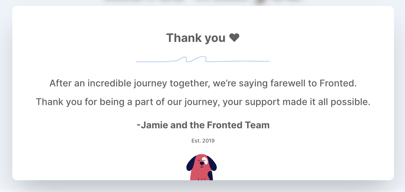 Fronted's farewell message