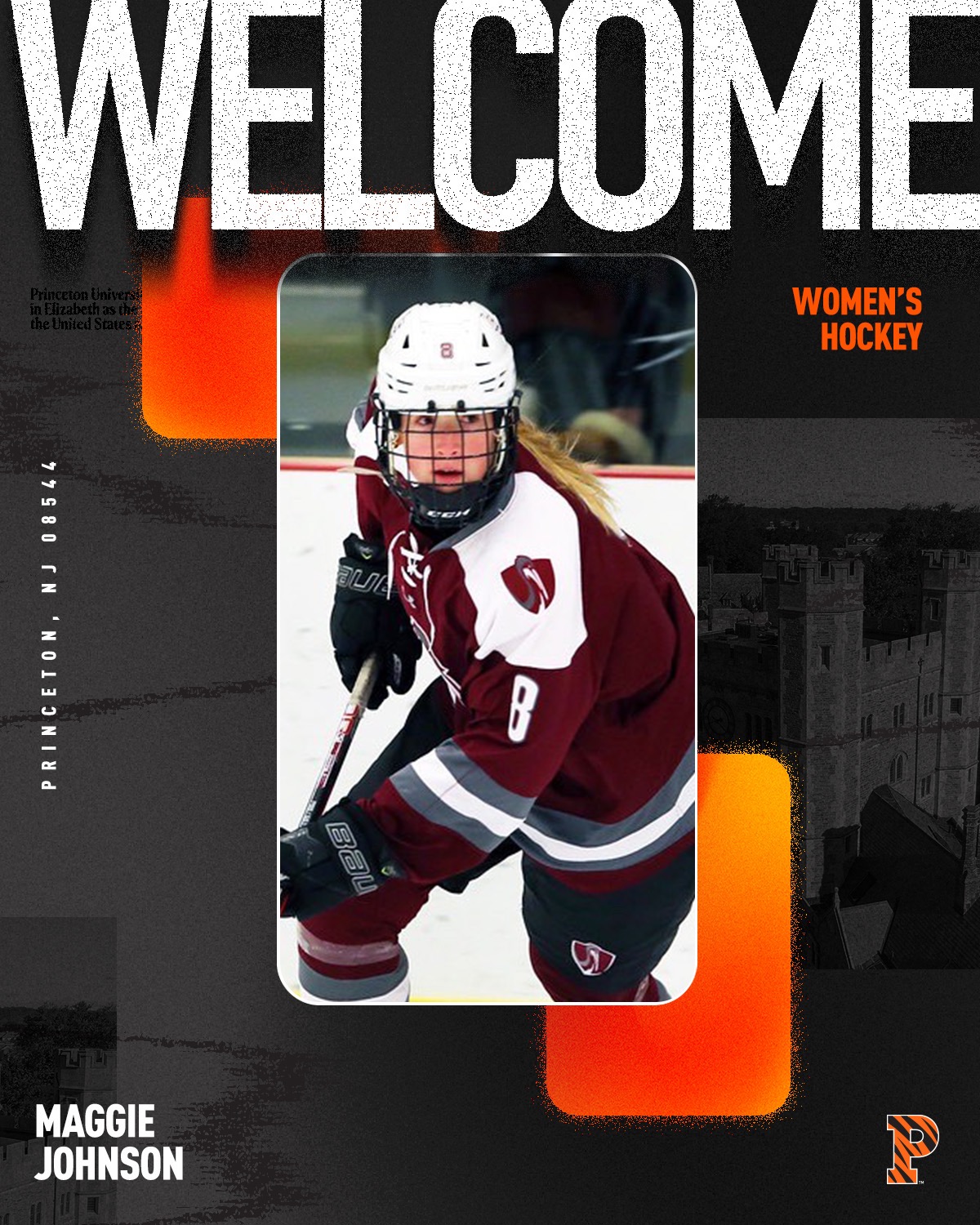 Maggie johnson welcome graphic with action photo