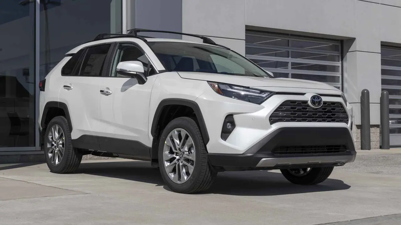 Whitestown - Circa October 2022: Toyota RAV4 display at a dealership.