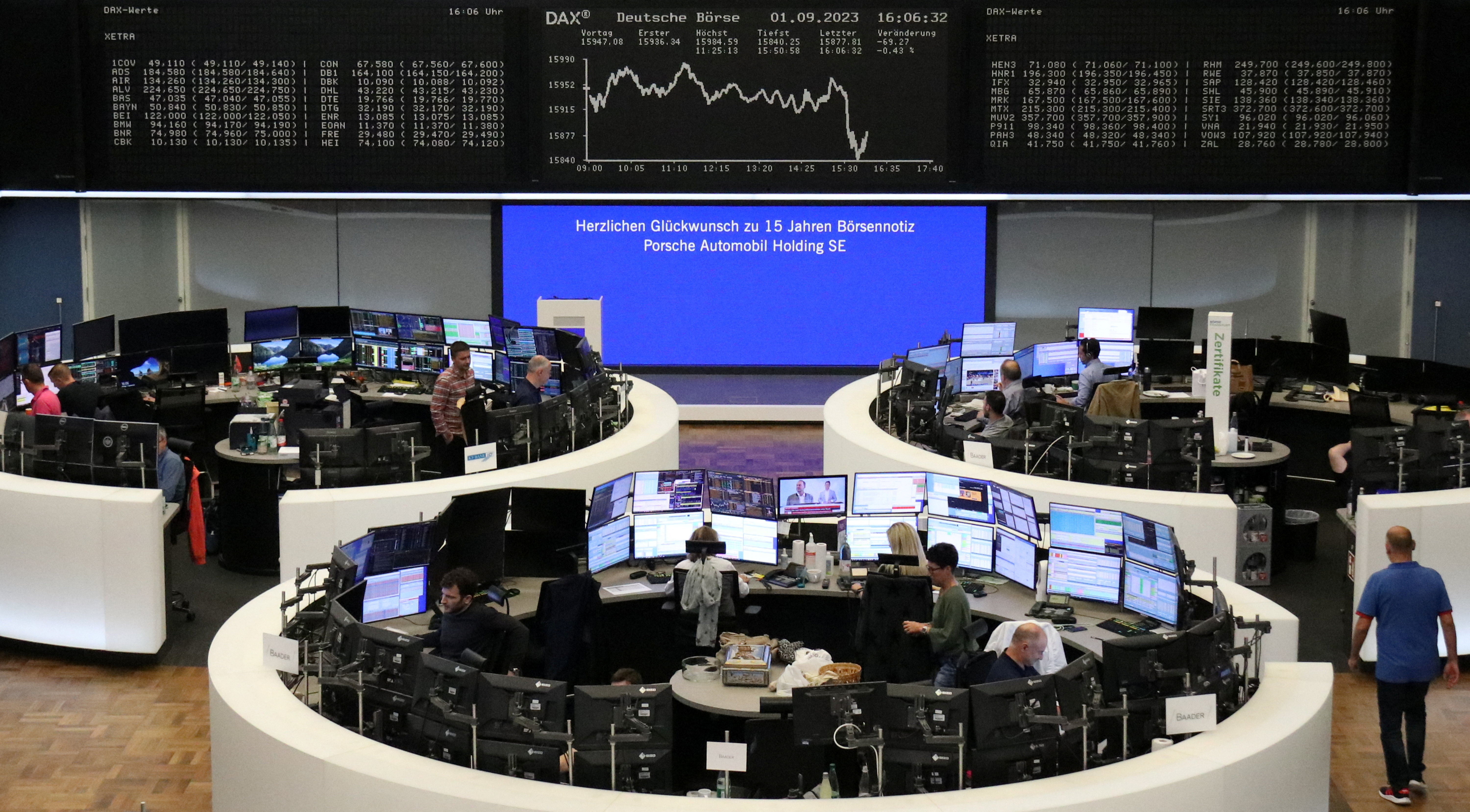 The German share price index DAX graph is pictured at the stock exchange in Frankfurt