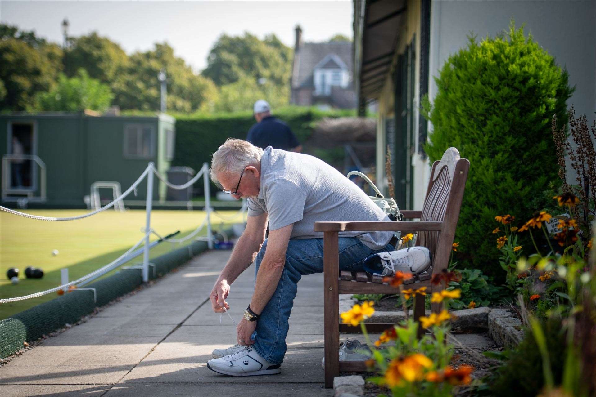 Getting ready for a game of bowls. Picture: Callum Mackay..