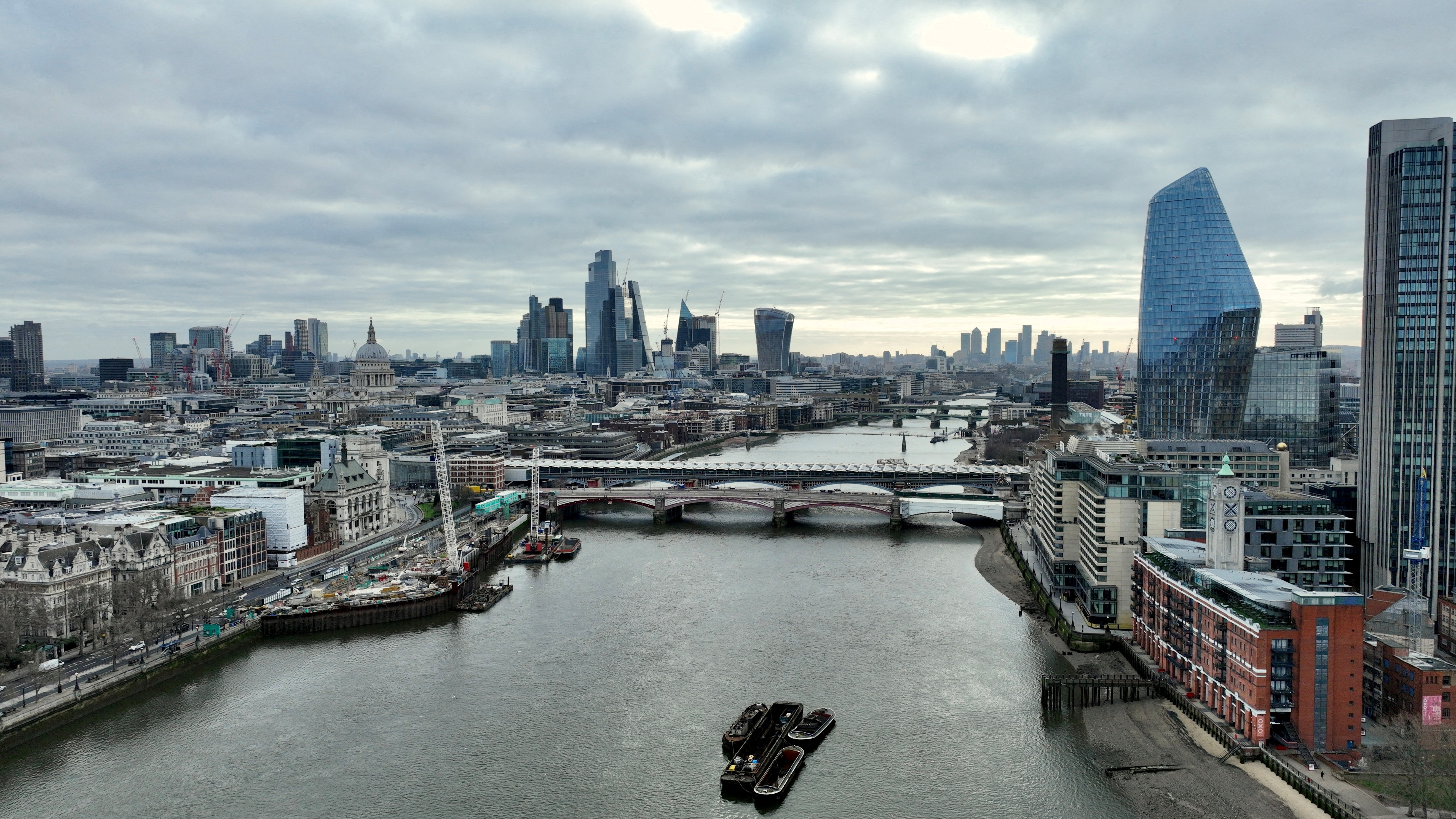 FILE PHOTO: A view of the British capital's twin financial powerhouse