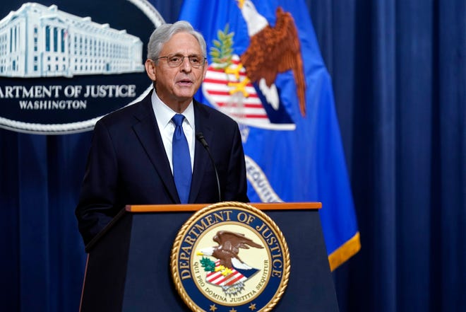 Attorney General Merrick Garland speaks at the Department of Justice, Friday, Aug. 11, 2023, in Washington. Garland announced Friday he is appointing a special counsel in the Hunter Biden probe, deepening the investigation of the president's son ahead of the 2024 election. (AP Photo/Stephanie Scarbrough) ORG XMIT: DCSS406