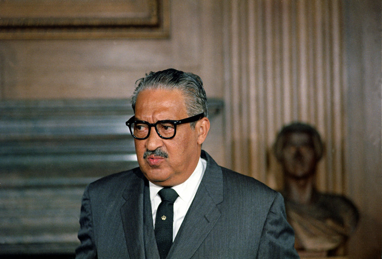 On this date in 1967: Thurgood Marshall, the first Black Associate Justice appointed to the U.S. Supreme Court, is shown on his first day in court. 