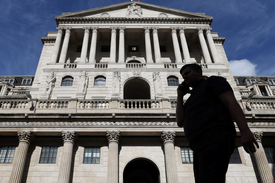 ftse A pedestrian walks past the Bank of England in the City of London, Britain, September 25, 2023. REUTERS/Hollie Adams ftse