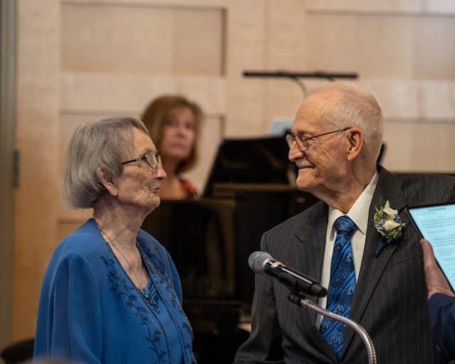 Newlyweds Doris Kriks-Kruse and Carl Kruse at their wedding on Oct. 15, 2023.