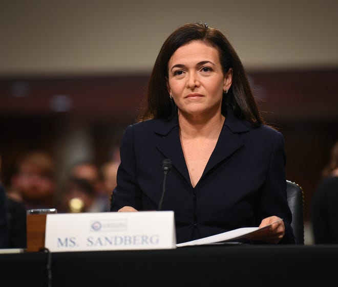 Sheryl Sandberg, chief operating officer of Facebook, testifies to Congress in 2018.
