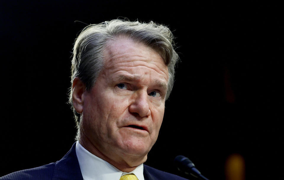 Bank of America Chairman and CEO Brian Moynihan testifies before a Senate Banking, Housing, and Urban Affairs hearing on 